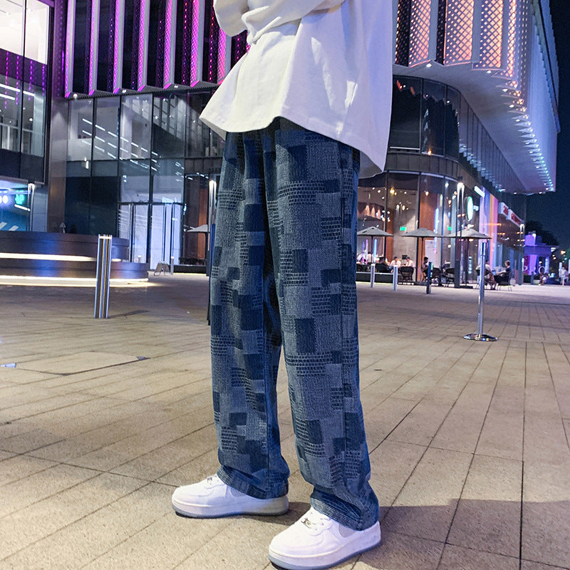 Fashion Straight Plaid Wide Leg Pants For Men