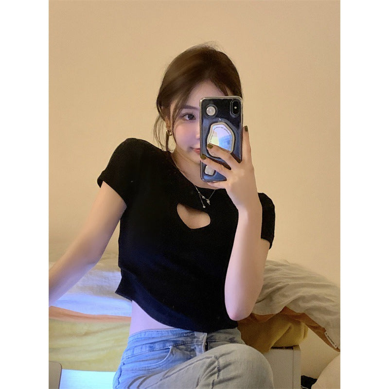 Love Hollow Fit Short Sleeve T-shirt Women's Top