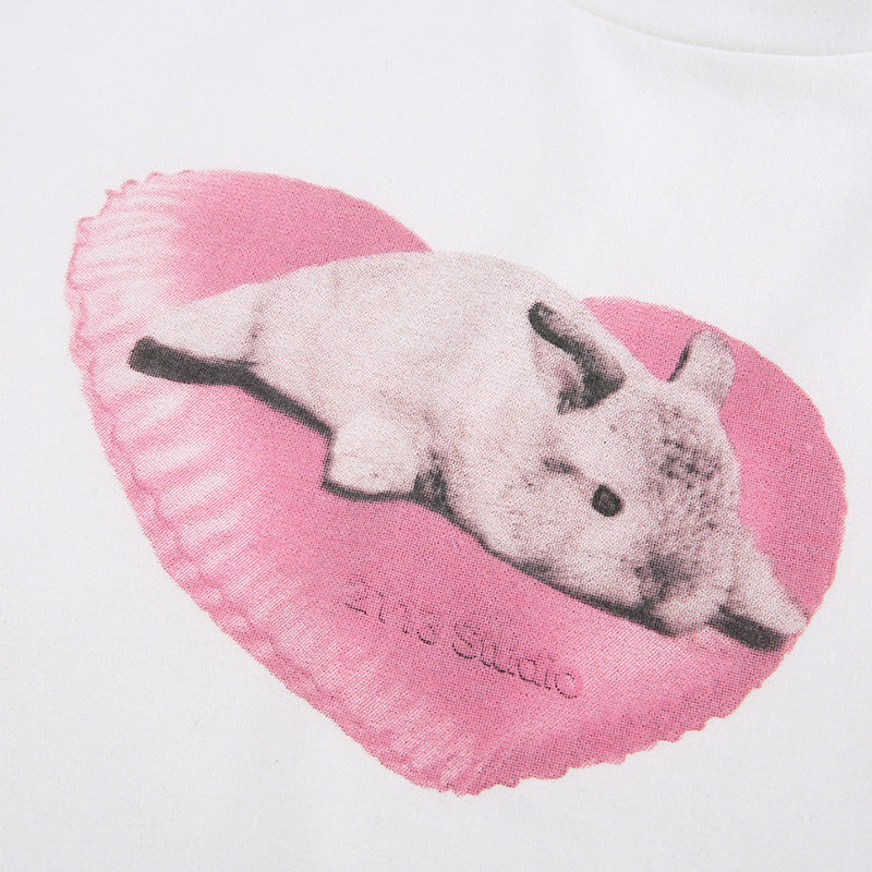 Personalized Trend Cute Rabbit Printed Short T-shirt