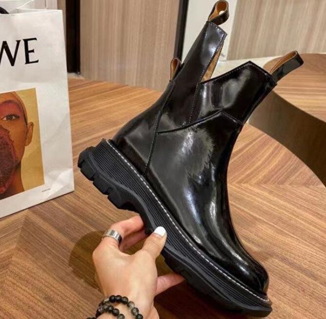 Women's All-match Patent Leather Wedge Heel Boots