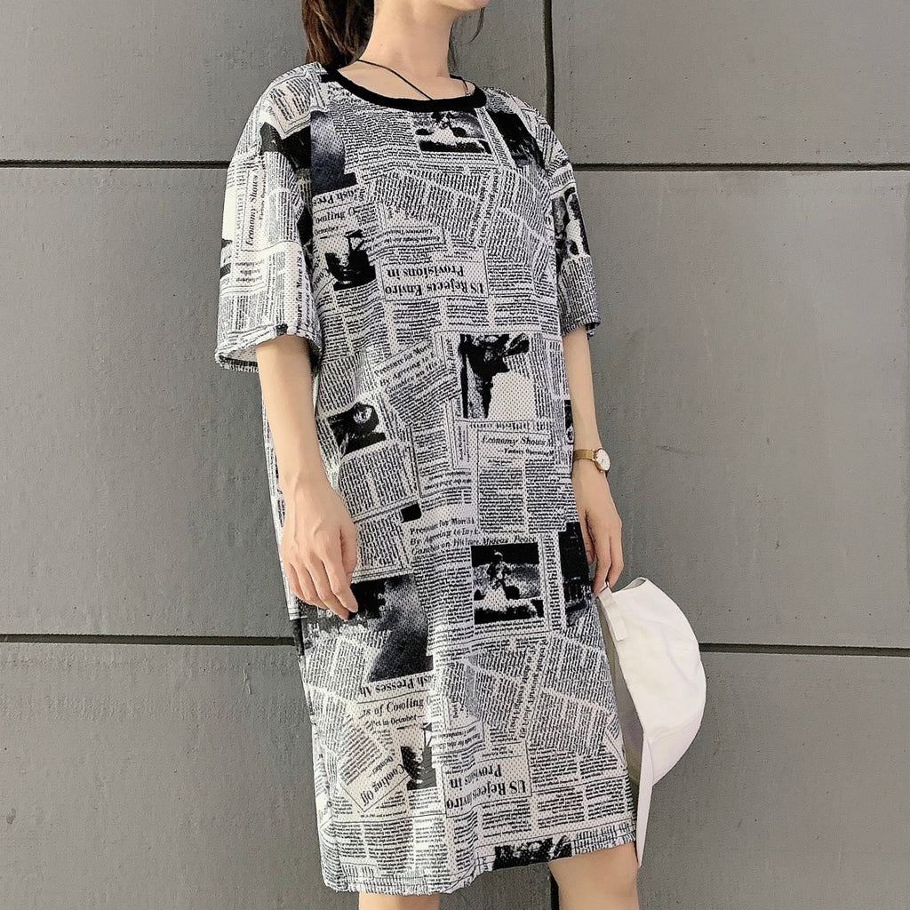 Short Sleeved Loose Fitting Oversized Summer Breathable T-shirt Dress