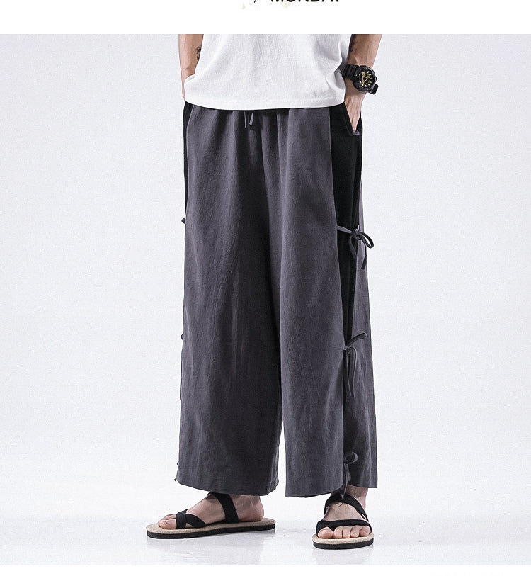Spring And Summer Men's Cotton And Linen Casual Pants Wide Leg Pants Men