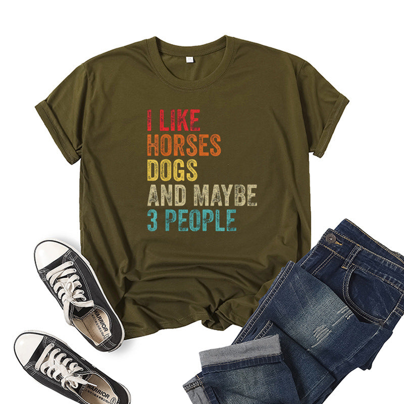 Printed Short Sleeve Crew Neck T-Shirt Summer