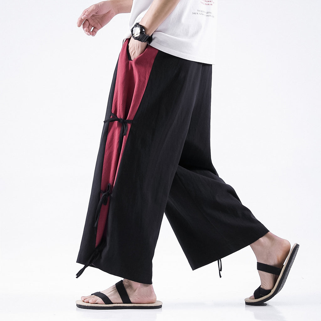 Spring And Summer Men's Cotton And Linen Casual Pants Wide Leg Pants Men