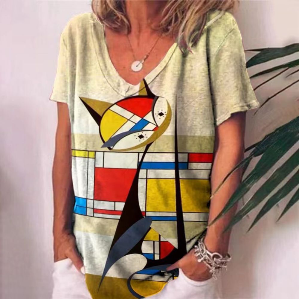 T-shirt Animal Print Casual Loose Street Trend