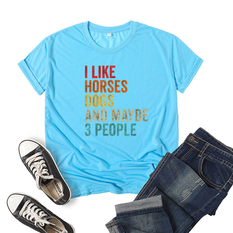 Printed Short Sleeve Crew Neck T-Shirt Summer