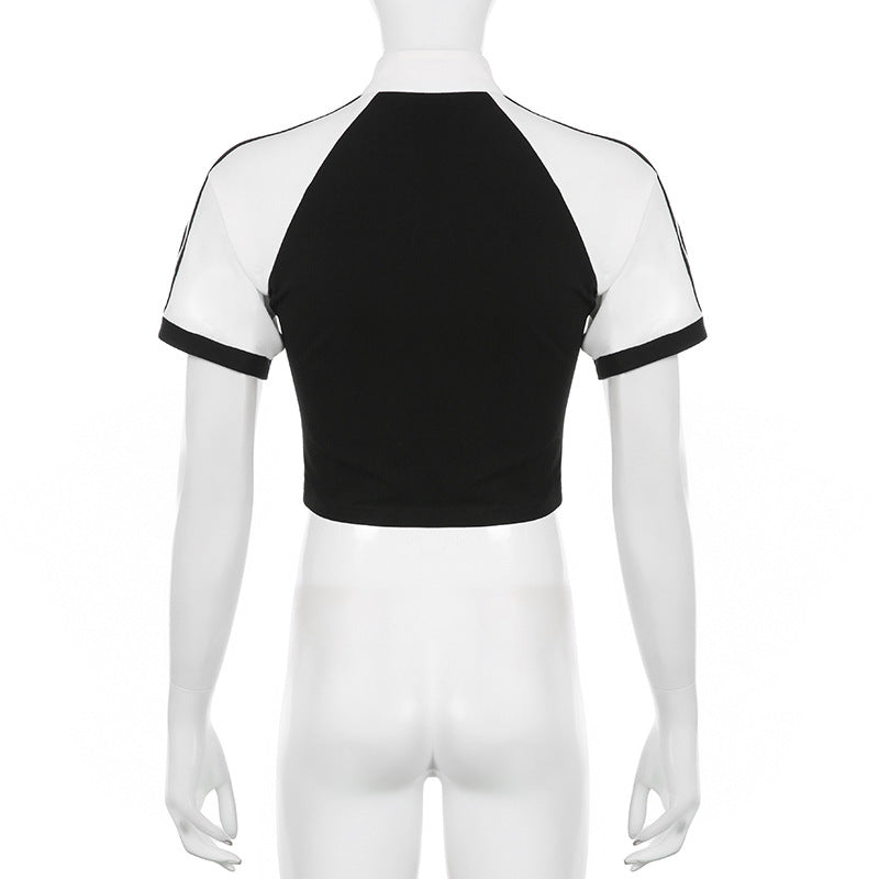 Letter Print Contrast Short Sleeve