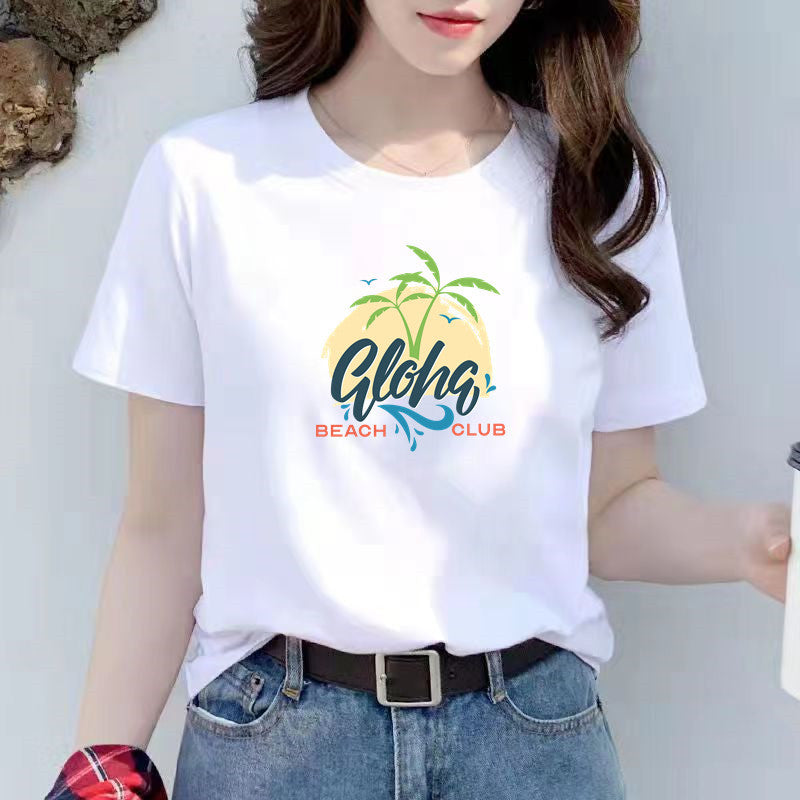 Women's New White Trend Women's Short Sleeved T-shirt Loose Fitting