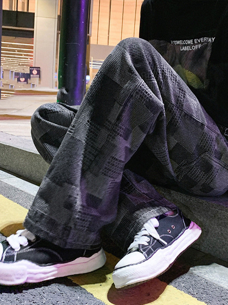Fashion Straight Plaid Wide Leg Pants For Men