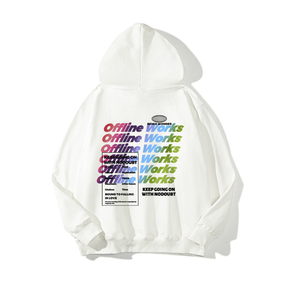 Gradient Letters Printed Hoodie Men