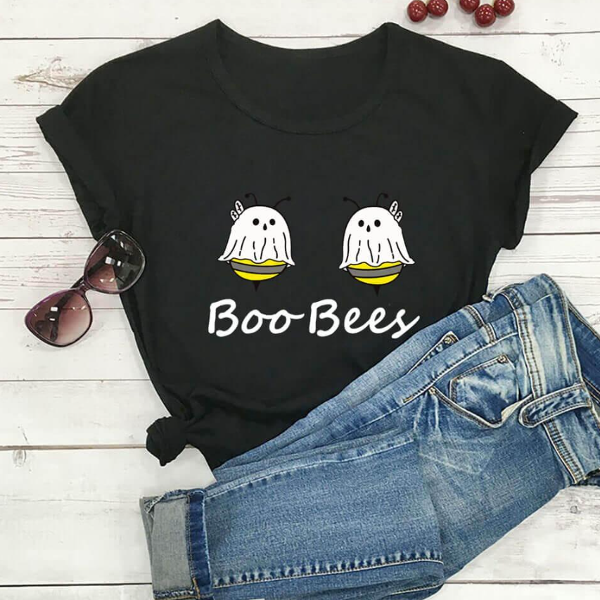 European And American Bee Digital Printing Casual Round Neck T-shirt