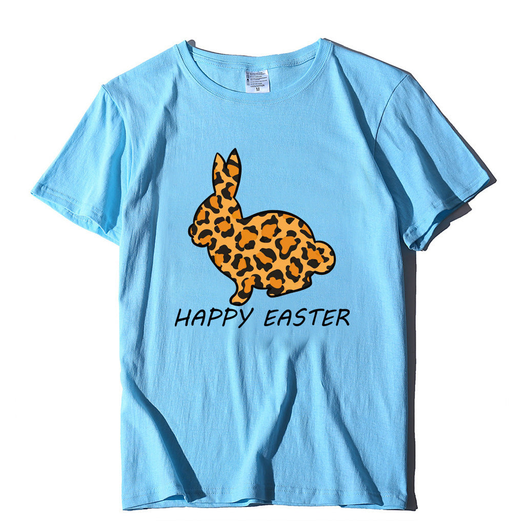 European And American Women's Easter Bunny Printed Short Sleeves
