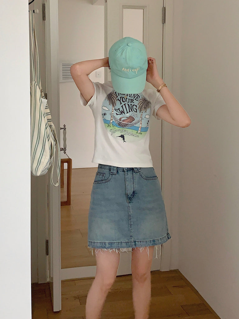 Korean Version Sweet Cool Slim Fit Short Sleeve