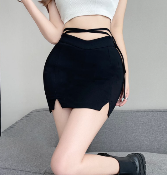 X379 New short skirt split tight A-line skirt woman