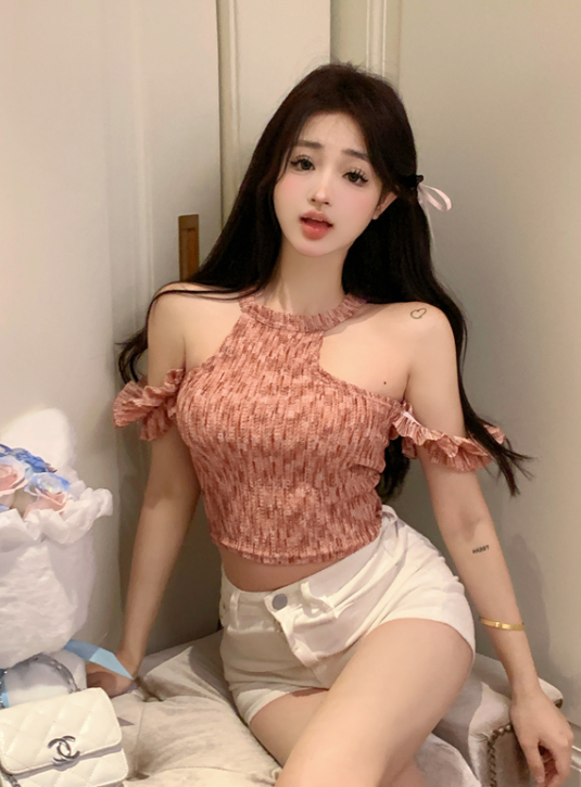 X405 เสื้อกล้ามเกาะอกสั้นคอกลมฤดูร้อนใหม่