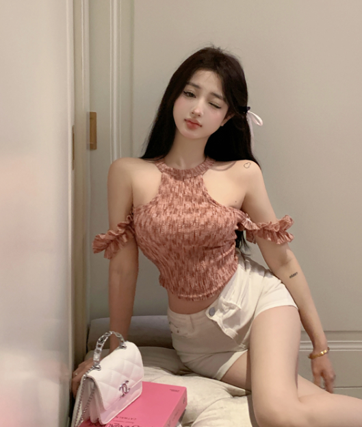 X405 เสื้อกล้ามเกาะอกสั้นคอกลมฤดูร้อนใหม่
