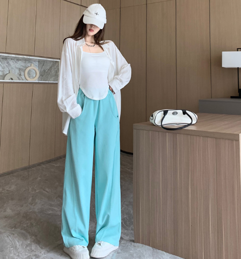 X418 เสื้อยืดคอกลมแขนสั้นปักตัวอักษรฤดูร้อน + เย็บกระเป๋าเฉียงเอวสูงทรงหลวมบางกางเกงกล้วย