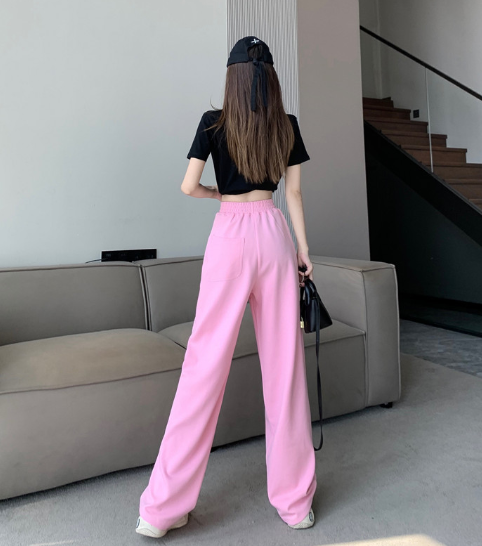 X418 เสื้อยืดคอกลมแขนสั้นปักตัวอักษรฤดูร้อน + เย็บกระเป๋าเฉียงเอวสูงทรงหลวมบางกางเกงกล้วย