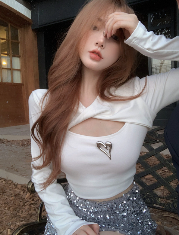 X188 เสื้อยืดแขนยาวทรงสลิมดีไซน์ใหม่