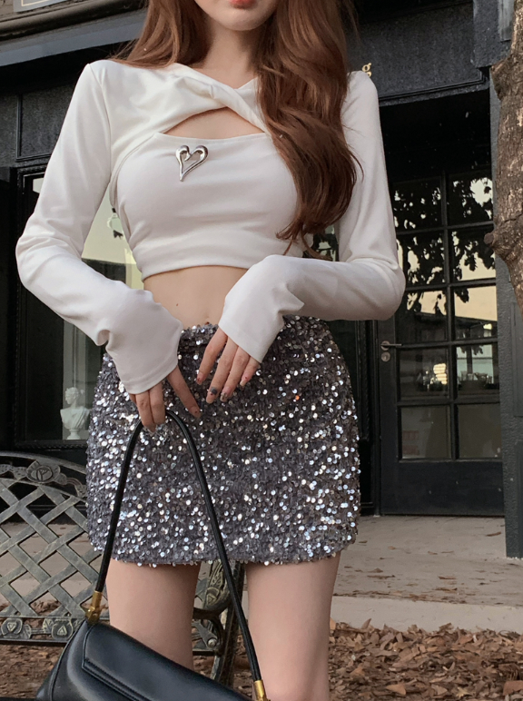 X188 เสื้อยืดแขนยาวทรงสลิมดีไซน์ใหม่