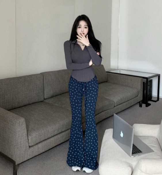 X189 เสื้อยืดแขนยาวบางๆ + กางเกงลำลองลายยิ้ม