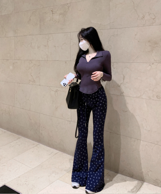 X189 เสื้อยืดแขนยาวบางๆ + กางเกงลำลองลายยิ้ม