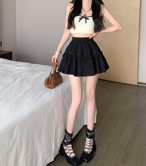 X421  summer new sweet French cake skirt skirt high waist all-match skirt