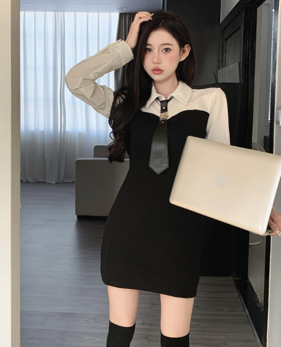 X359 ใหม่เสื้อเปิดหลังแขนยาวกระโปรงสูงเย็นอิมพีเรียลวิทยาลัยลมชุดฤดูใบไม้ผลิหญิง