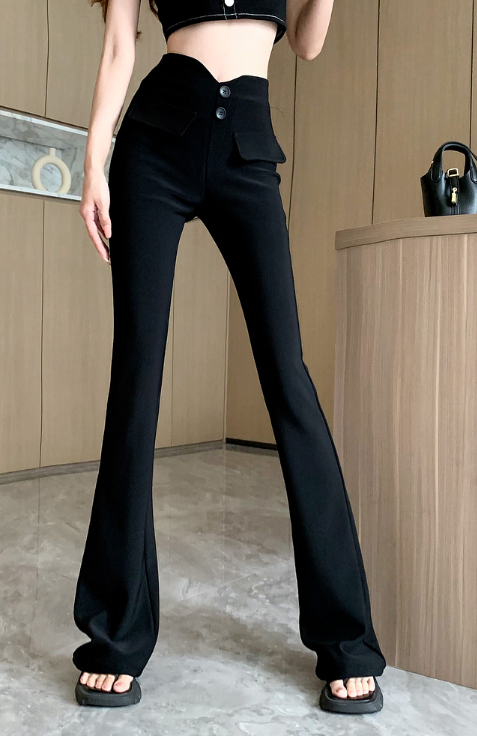 X317 pants women's 2023 new elastic high-waisted casual pants lengthened slim and micro-flared pants
