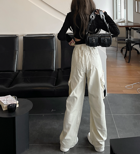 X318 New cargo pants trendy brand high street design sense straight leg wide-leg casual pants