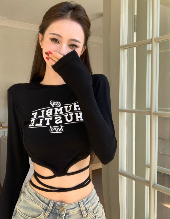 X144 เสื้อยืดแขนยาวพิมพ์ลาย