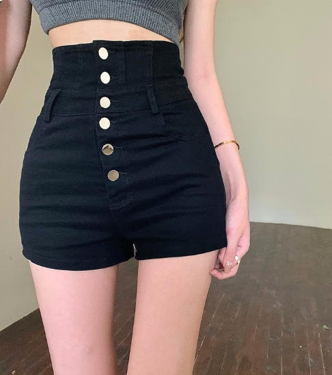 X497 กางเกงยีนส์ขาสั้นทรงเอเอวสูงแบบใหม่สารพัดประโยชน์