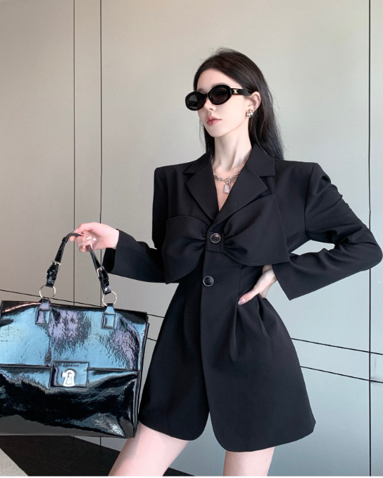 X499 ใหม่ Pure Desire French Unique Design สามมิติ Bow Temperament Waist Blazer