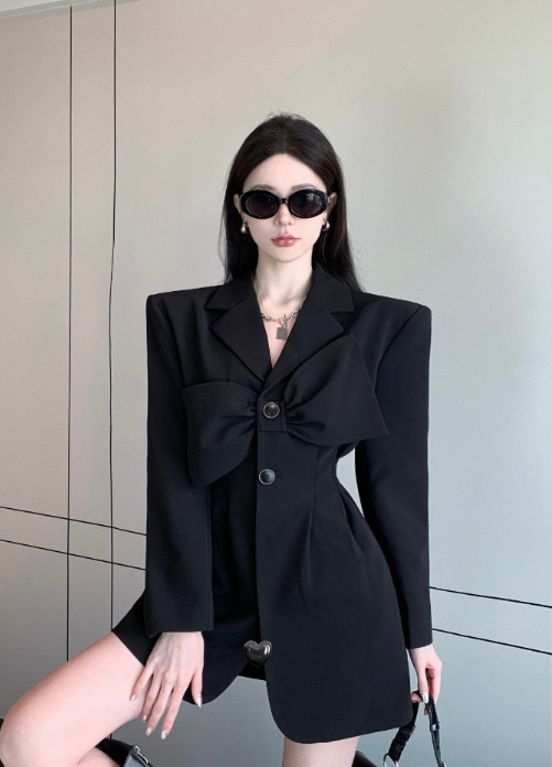 X499 ใหม่ Pure Desire French Unique Design สามมิติ Bow Temperament Waist Blazer