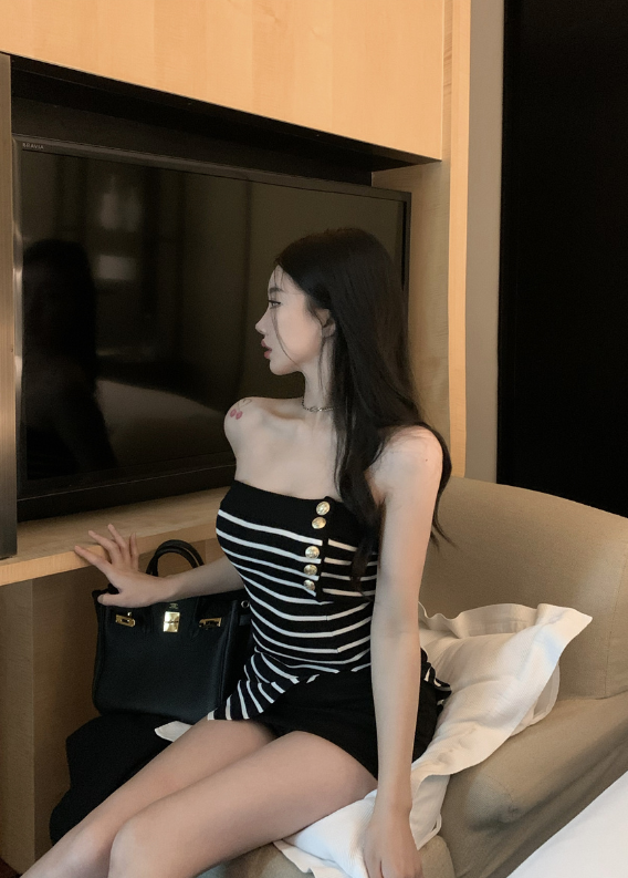 X596 shot tube top เสื้อถักผู้หญิง
