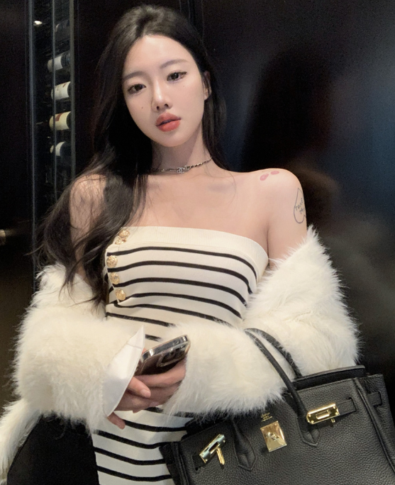 X596 shot tube top เสื้อถักผู้หญิง
