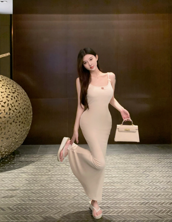 X598 ชุดกระโปรงโบว์โบว์สลิมหญิง
