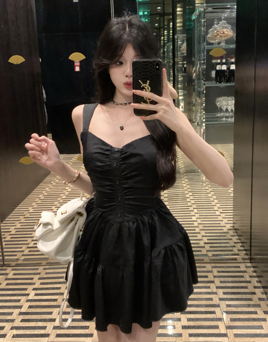 X462 New sweet high-level sense of high puff skirt dress