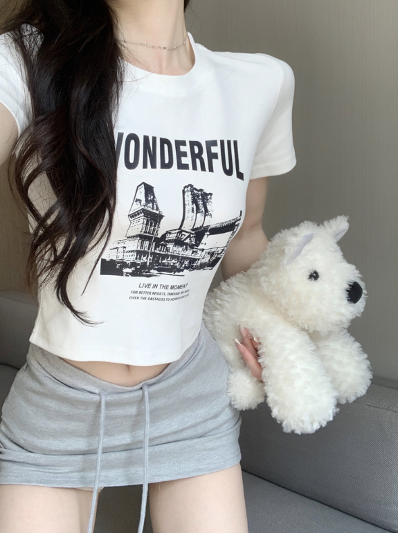 เสื้อยืดแขนสั้นครอป X600