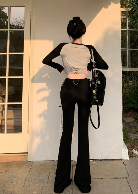 X468 เสื้อยืดแขนสั้นขายาว + กางเกงลำลองทรงสลิมฟิต