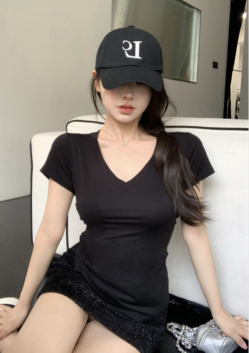 X529 pure desire v-neck slim short sleeves เสื้อยืดสไตส์สวยๆ