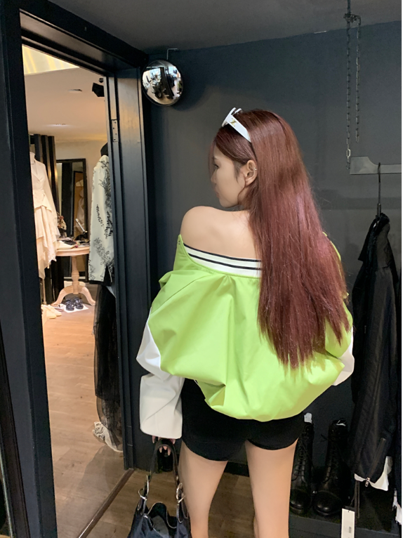 X626 ดีไซน์ใหม่สไตล์เกาหลีด้วยเสื้อแจ็คเก็ตคอตั้งแขนหนังขนาดเล็ก