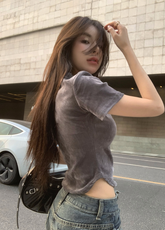 X632 เสื้อทีเชิตกำมะยี่สไตส์สวยๆจ้า