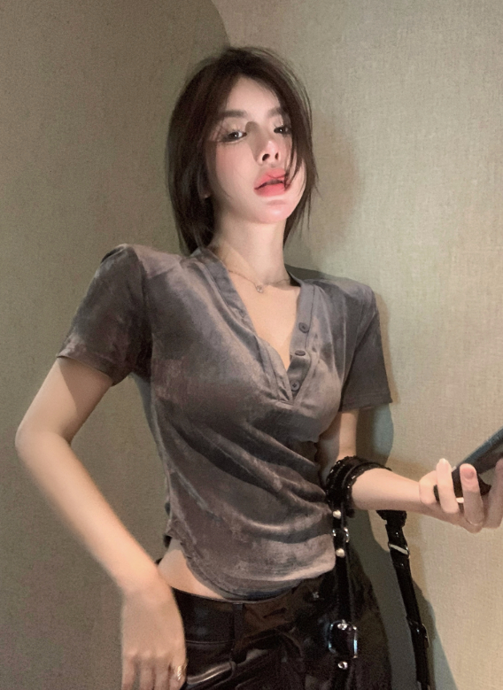 X632 เสื้อทีเชิตกำมะยี่สไตส์สวยๆจ้า
