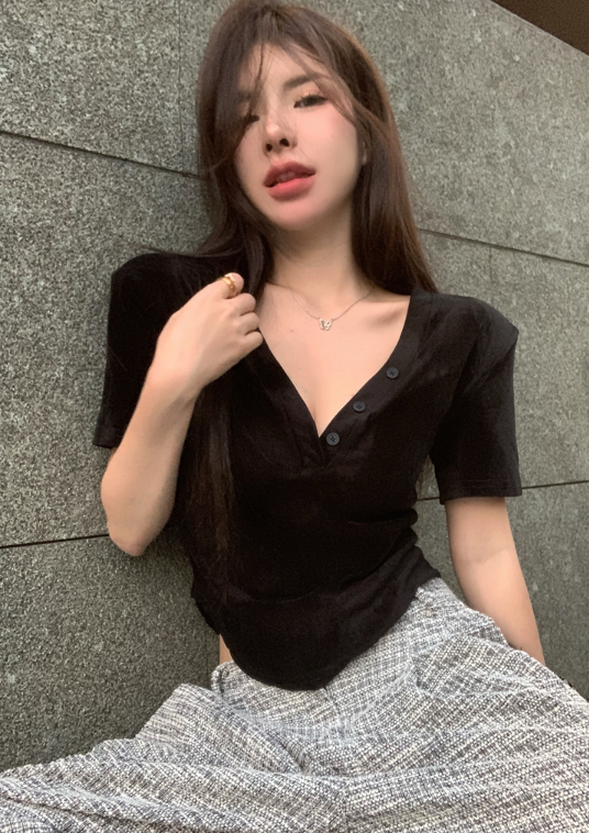 X632 เสื้อทีเชิตกำมะยี่สไตส์สวยๆจ้า