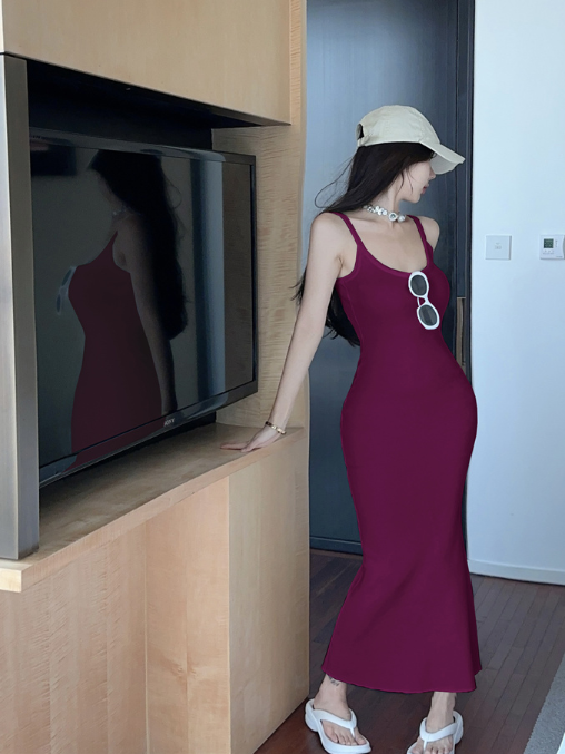 X545 Slim suspender dress niche long pure desire skirt