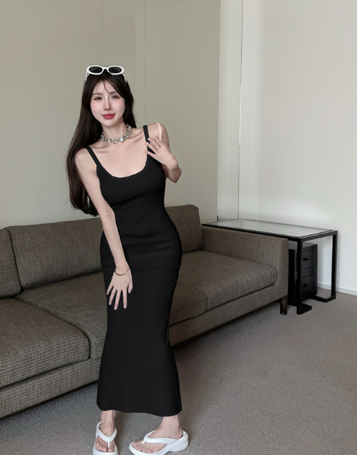 X545 Slim suspender dress niche long pure desire skirt