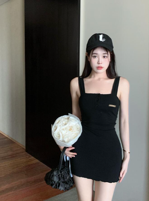 X548 เดรสสายเดี่ยวทรงสลิมมาใหม่