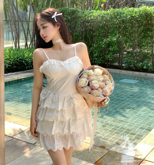 X400 ยิงความปรารถนาที่บริสุทธิ์ชุดแขวนลมเอวหญิง A-line กระโปรงฤดูใบไม้ผลิกระโปรงเค้กเล็กกระโปรงสั้น