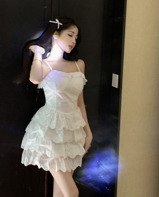 X400 ยิงความปรารถนาที่บริสุทธิ์ชุดแขวนลมเอวหญิง A-line กระโปรงฤดูใบไม้ผลิกระโปรงเค้กเล็กกระโปรงสั้น